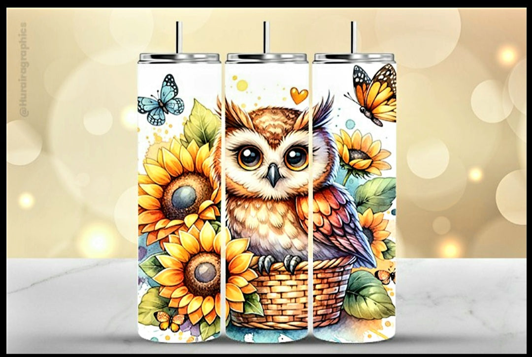 Owl and Sunflowers Tumbler