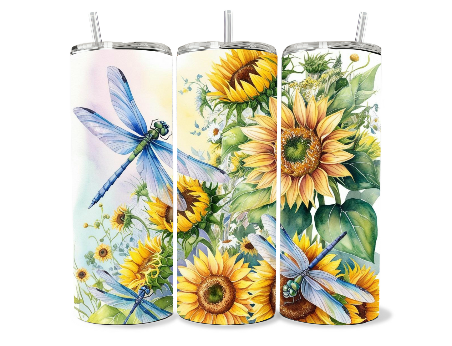 Dragonfly and Flowers Tumbler