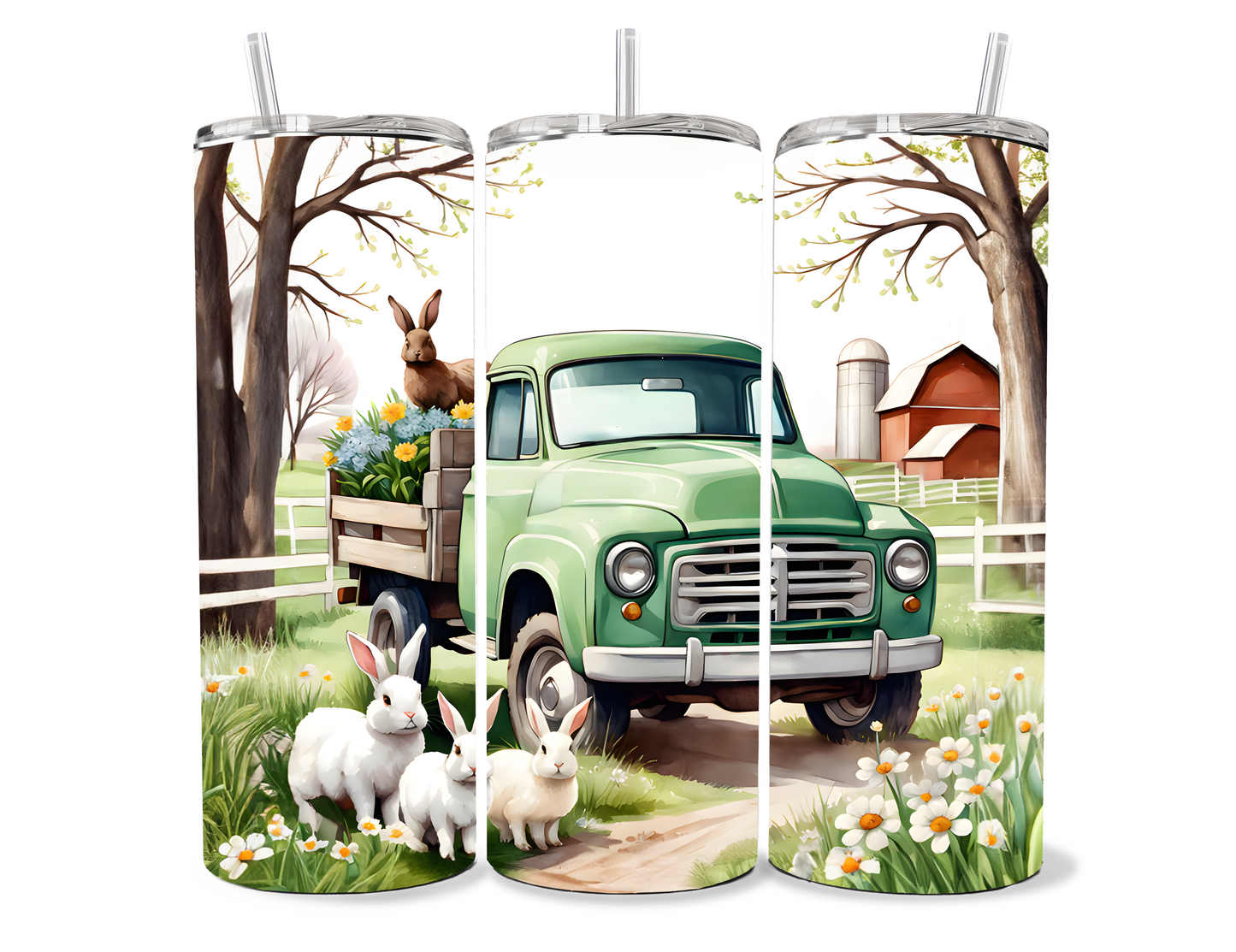 Green Truck and Bunnies Tumbler