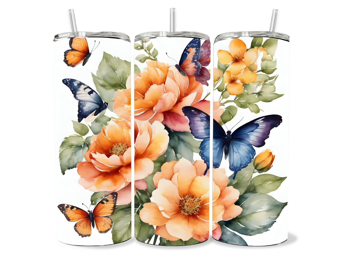 Butterfly and Flowers Tumbler