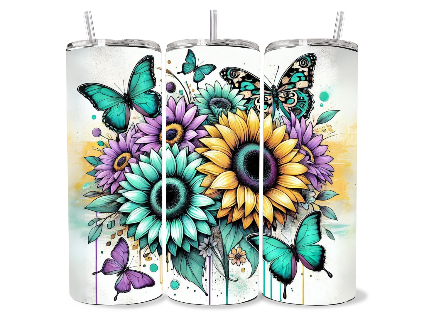 Butterflies and Flowers Tumbler