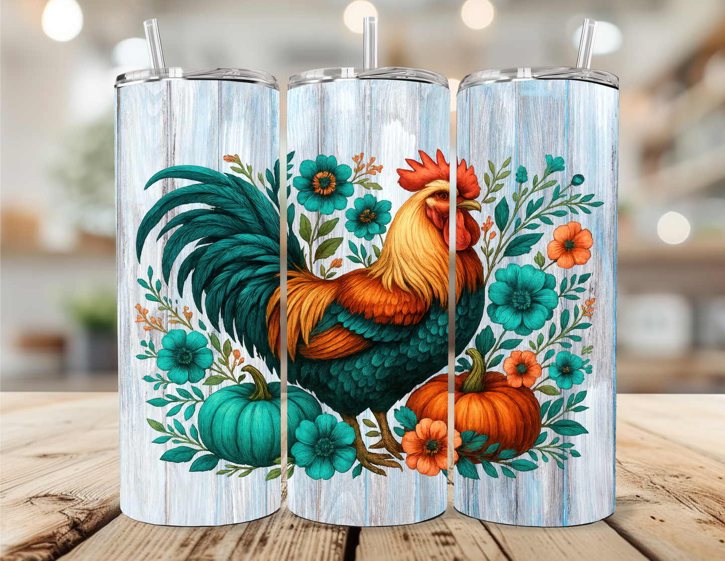 Rooster and Pumpkins
